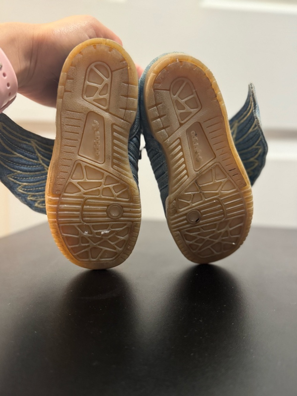 Jeremy Scott x Adidas Kids Denim High-Top Sneakers with Gold Wing Embroidery - Picture 5 of 12
